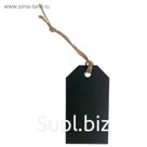 Меловая бирка 12*6,5см с бечевкой 10см, цвет чёрный, ПВХ