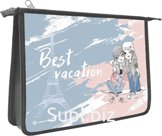 Папка для тетрадей Lamark Best Vacation, А5, размер 245х195 мм, текстильное расширение 50 мм, окантовка краев. Имеет одно отделение, закрывается на молнию свер…