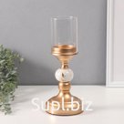 Металлический подсвечник на 1 свечу «Мраморный шар с золотом», 19.5×11.5×11.5 см