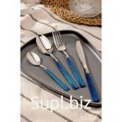 Набор столовых приборов из нержавеющей стали Доляна «Вако», 24 предмета, цвет ручек синий