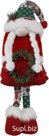 Christmas decoration: Gnome girl with a Christmas wreath. Color: red + green. Size: 20x14x64 cm.