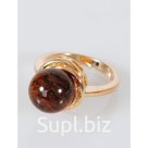 Кольцо с тигровым глазом "Орбита", позолота с родирование, размер 20