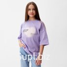 Футболка детская MINAKU, лавандовая, рост 128 см