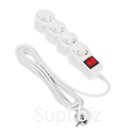 Сетевой фильтр 5bites SP4W-130 4S, 4 розетки, 3 м, 10 А, 3х0.75 мм2, с заземлением, с выключателем, белый