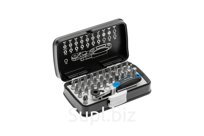 HOEGERT Набор бит с трещоткой 1/4", SL, PH, PZ, HEX, Torx, Torx c отверстием, 33 шт.