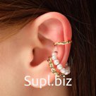 Серьги "Каффы" жемчужная диадема, цвет белый в золоте