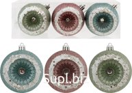 3 Christmas tree balls, 8 cm in diameter, Precious Color: turquoise/pink/mint