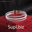 Браслет с жемчугом "Миллиган", цвет белый в серебре,d=5,8см