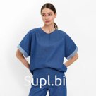 Футболка оверсайз женская MINAKU: Jeans Collection, электрик, размер 46