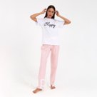 Брюки домашние женские KAFTAN Beautiful, белые, розовые, размер 48-50