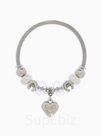 Браслет с шармами «Марджери» сердце, жемчуг, белый в серебре, d=6.5 см