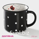 Кружка Доляна «Божья коровка», 370 мл, фарфор, цвет чёрный