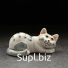 Статуэтка фарфоровая «Котя Муся», серая, 9см