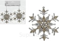 Christmas tree decorations: Magical snowflakes, 2 pcs., 13 x 0.2 x 13 cm. Color: champagne.