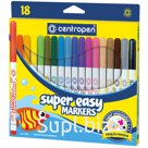 Фломастеры Centropen "Super Easy", 18 цв., трехгранные, смываемые, картон., европодвес