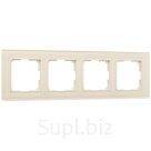 Рамка W0041141, 4 розетки Favorit, молочный, стекло