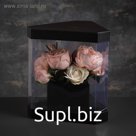 Коробка подарочная для цветов "Брилиант", черная, с акрилом, 22,5х22,5х27 см