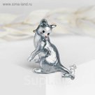 Брошь "Кот и мышь", цвет серо-белый в серебре