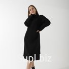 Платье вязаное SL, с узором, 42-44, чёрный