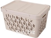 Ящик DELUXE 380х276х220 18л для хранения с перфорацией с крышкой