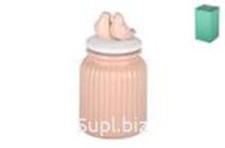 Банка с крышкой Птички 1000мл персиковый