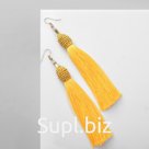 Серьги "Кисти" кабаре, цвет жёлтый в золоте, L кисти 9,5 см