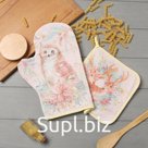 Набор кухонный «Сказочные звери» варежка-прихватка 20×28 см, прихватка 19×19 см,100% хлопок