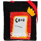 Холщовая сумка «Сода» черная с красными ручками, сумка: 35х40 см, ручки: 70х3 см