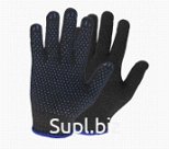 Перчатки Х/Б ЧЕРНЫЕ 7,5 класс 6-ти нитка с ПВХ ТОЧКА (ПШ )