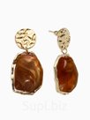 Серьги «Стиль камня», коричневые в золоте