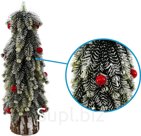 Ель декоративная Мечта, заснеженная, с бусинами, на пеньке Размер: 14х14х33см