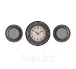 4027+2-001 (1) Комплект, часы настенные круглые d=40 см+2 зеркала, корпус черный с золото "Классика"