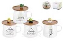 Кружка 310мл с крышкой-подставкой и фигурным дном Eco Lovely (4 диз)