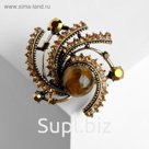 Брошь "Тигровый глаз" бенгаль, цвет коричневый в чернёном золоте
