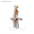 Подвеска "Крестик" прямые грани, цвет белый в золоте