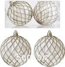 2 Christmas tree balls, 8cm diameter, Atmospheric, Pearl color