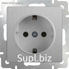 Розетка с заземлением и шторками WL09-SKGS-01-IP44, цвет cеребряный