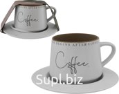 Coffee Tea Set: Cup 320ml, saucer 147x14mm, light gray
