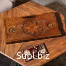 Нарды ручной работы "Звезда", глубокая резка, с ручкой, 60х30 см, с шахматным полем, Армения