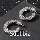 Серьги-кольца "Косичка" объёмная, цвет серебро