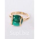 Кольцо с малахитом "Элана", позолота с родирование, размер 19