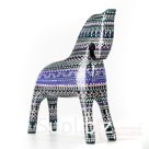 Black horse with ethnic ornament