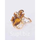 Кольцо с тигровым глазом "Азалия", позолота с родирование, размер 18