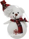New Year's decoration, hanging: White bear in a checkered scarf. Color: white + red. Size: 6x6x11.