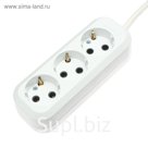 Сетевой удлинитель V.I.-TOK У3-Е, 3 розетки, 3 м, 16 А, 3500 Вт, ПВС 3х1 мм2, с з/к, белый