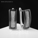 Серьги керамика "Прямоугольник", цвет чёрный в серебре