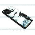 Силиконовый чехол, спинка стекло, с защитой на камеру, для iPhone 6/6s, солдат и самолеты