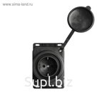 Колодка штепсельная NE-AD, 16 А, IP44, 1 розетки, с крышками, с з/к, каучук, черная