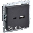 Розетка IEK BR-U22-018-K02 BRITE, цвет чёрный