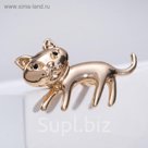 Брошь "Кошка" крошка, цвет чёрный в золоте